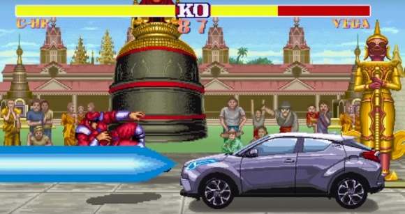 Toyota C-HR postacią w świecie gry Street Fighter II