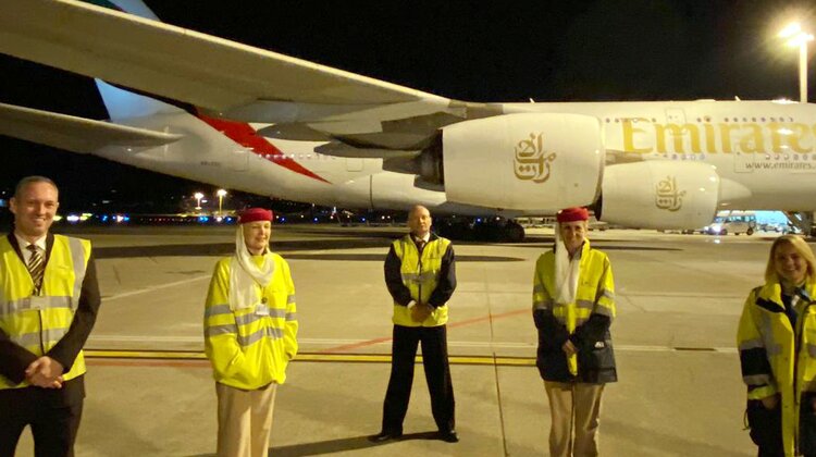 Obsługa naziemna Emirates obsłużyła ostatnie loty - ale to nie jest pożegnanie transport, ekonomia/biznes/finanse - 26 marca 2020 r. – Warszawa, Polska –
