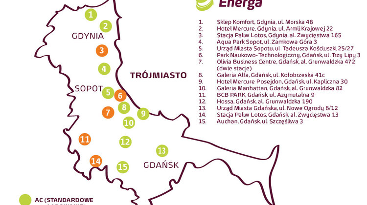 Energa potroiła liczbę „zielonych” stacji ładowania e-aut środowisko naturalne/ekologia, transport - Energa zwiększyła swoją sieć ogólnodostępnych stacji ładowania pojazdów elektrycznych, zasilanych energią z OZE. Koncern przygotowuje się do instalacji w 2020 roku kolejnych obiektów.